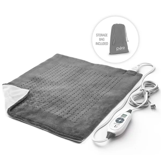 Pure Enrichment Pure Relief XXL Ultra Wide Microplush Heating Pad Charcoal Gray - Picture 2 of 5